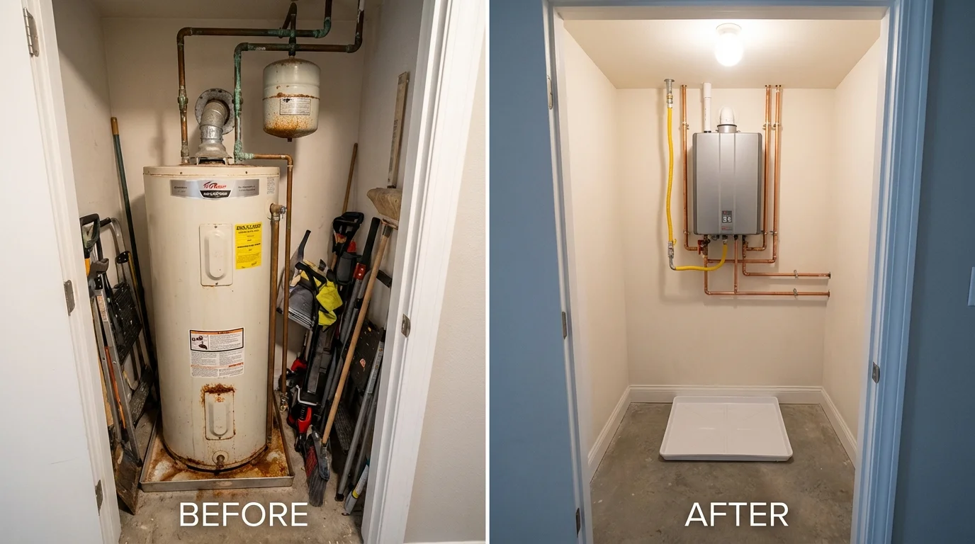 Tank water heater versus wall-mounted tankless unit comparison for Independence, KY homeowners